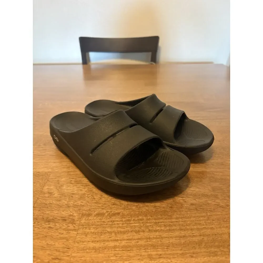 OOFOS Ooahh Recovery Slide Sandals Black Men’s Size 8 Comfort Slip-On